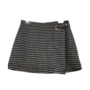 JUSTICE Black and White Gingham A-Line Skirt/Skort